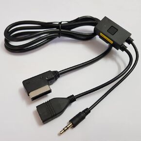 AMI MDI MMI to AUX 3.5 USB Charging Cable Audio Music Interface Adapter Jack Compatible with Audi A3 A4 A5 A6 A8 Q5 Q7 R8 TT VW Jetta Passat GTI GLI CC Tiguan Touareg EOS 3.9ft