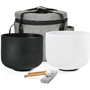 Lycrystal Couple of 2 PCS Crystal Singing Bowl Set, 8" F note Heart Chakra and 10" C note Root Chakra, Sound Bowl Meditation Set for Healing with Carry Case Bag.