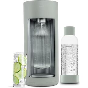 New Mysoda Glassy Design Sparkling Water Maker With 1L Glass & Plastic bottle - Silent Nordic Design Soda Maker Featuring A Sliding Door Opening - No Cylinder Included - Colour Black