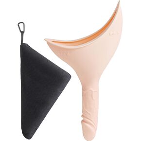 Rquite Female Urinal Pee Cloth Set, Portable Female Urination Device, Reusable Pee Funnel & Rag with Discreet Carry Bag, Silicone She Pee Cup for Womens Stand to Pee Camping Gear Hiking Accessories