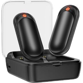 AI Hand Warmers Rechargeable 2 Pack with Charging Case, 14000mAh Electric Hand Warmers, AI Smart Chips Safe Heat, Gifts for Christmas, Outdoor, Golf, Hunting, Camping Accessories - Black