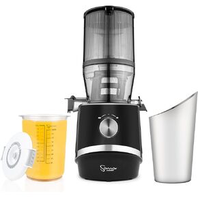 Sana 878 Self Feeding Batch Juicer | 3 Days of Cold Press Juicing Effortlessly | Most Convenient Juicer with Autopilot Configuration | Large Batch 2 Liter Capacity | Whole Fruits & Vegetables | Black