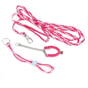 Hamster Harness, Adjustable Small Pet Outdoor Leash Walking Training Harness with Bell for Dwarf Hamster Gerbil Rat Mouse Squirrel ( Rose red) Harnesses