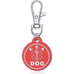 Emotional Support Animal Id Tag, ESA Dog Tag Keychain Metal pet Keychain with Laser Engraving Red Light Suitable for Dog Collar Cloth