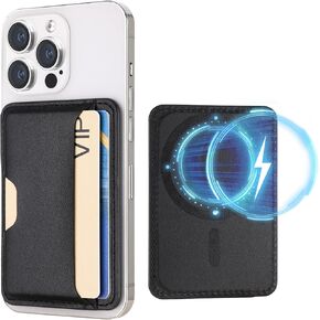 Magnetic Wallet Card Holder for iphone with Magsafe,Side Opening Magnet Wallet for iphone,Mag Safe Vegan Leather Wallet for Apple iphone 15/14/13/12 pro max Accessories,Fit 4 Cards,RFID Blocking-Black