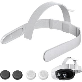 Head Strap for Oculus Quest 2 Headset, Original Replacement Head Strap for Oculus Quest 2, Meta Quest 2 Head Strap with 4 Controller Thumb Grip Caps