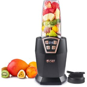 COMMERCIAL CHEF Personal Blender with 3 Modes, Blender for Smoothies, Shakes & More with 6 Stainless Steel Blades, 1000W Small Blender with LED Display