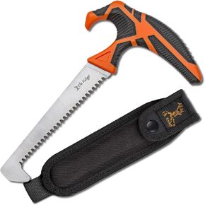 Elk Ridge Outdoors - TREK - Stainless Steel Saw, Orange and Black TPR Molded Handle, Black Rigid Carrying Pouch, Hunting, Camping, Survival, Exploring - ER-TKSAW001