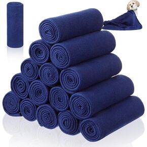 Chumia 15 Pcs Pet Blanket Small Dog Blankets 23.6 x 27.6 Inch Fleece Blanket for Pets Soft Warm Cat Blanket Guinea Pig Blankets Washable Bed Cover for Small Pets Puppy Dog Kitten Cat Rabbit, Navy Blue