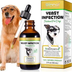 Dog Yeast Infection Treatment, Natural Yeast Infection Treatment for Dogs, Supports Dog Ear Infection Treatment and Allergy Itch Relief, Reduces Inflammation,Improve Coat & Skin, Bacon Flavor, 2 Fl Oz