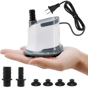 6W Mini Water Fountain Pump 100GPH, 350L/H, Pond Pump, Max Lift up to 2ft, Water Pump with Adjustable Switch 2 Nozzles 5ft Power Cord for Fountain, Fish Tank, Pond, Statuary, Aquarium (White)