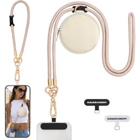 Universal Cell Phone Lanyard, Adjustable Crossbody Phone Strap with Zipper Purse, 2pcs Phone Lanyard Patch, 1x Phone Wrist Strap, Cell Phone Neck Strap for Most Smartphone, Black