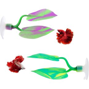 SLSON 2Pack Betta Bed Leaf Hammock Soft Silicone Leaf Pad for Betta Fish Rest Aquarium Plant Ornaments Fish Tank Decorations