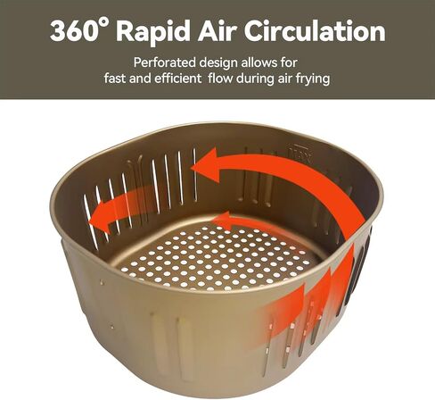 Air Fryer Basket Replacement for Power XL Air Fryer, Gowise USA 5.8QT Air Fryer Accessories, DASH Air Fryer Replacement Parts, Non-Stick, Dishwasher Safe, Black in Saudi Arabia
