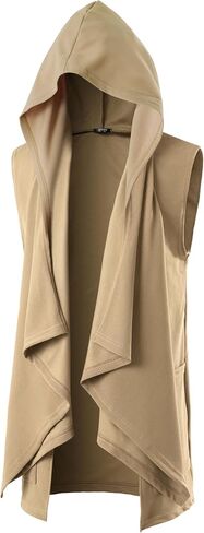 GIVON Mens Sleeveless Ruffle Shawl Collar Cardigan with Pockets in Kuwait