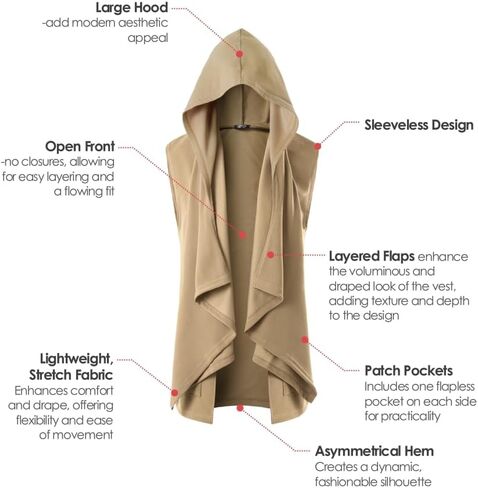 GIVON Mens Sleeveless Ruffle Shawl Collar Cardigan with Pockets in Kuwait