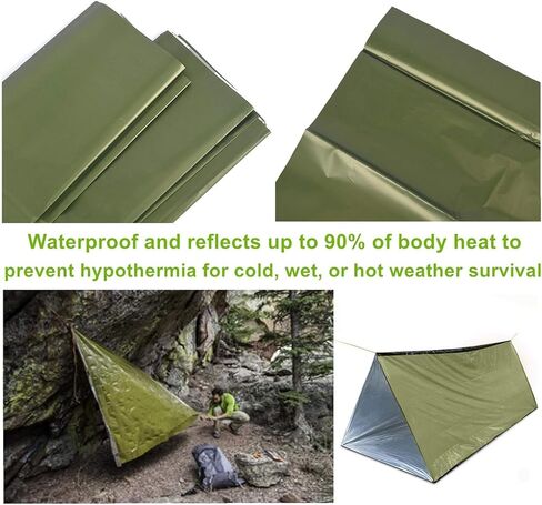 1 PCS Emergency Tent, Polyester Film Storm Shelter Survival Shelter for 2 Person Car Camping, Hiking & Outdoor Survival Kits (59 X 98.4 in) in Saudi Arabia