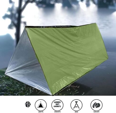1 PCS Emergency Tent, Polyester Film Storm Shelter Survival Shelter for 2 Person Car Camping, Hiking & Outdoor Survival Kits (59 X 98.4 in) in Saudi Arabia
