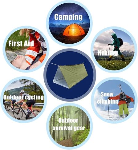 1 PCS Emergency Tent, Polyester Film Storm Shelter Survival Shelter for 2 Person Car Camping, Hiking & Outdoor Survival Kits (59 X 98.4 in) in Saudi Arabia