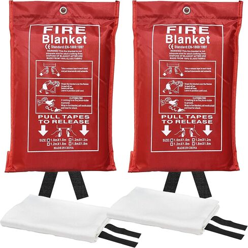 2 Pack Emergency Fire Blanket,Fire Suppression Blanket for Home Kitchen, 40" x 40" Fiberglass Fire Blanket for House Camping Office Warehouse Emergency Survival Safety in Saudi Arabia