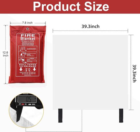 2 Pack Emergency Fire Blanket,Fire Suppression Blanket for Home Kitchen, 40" x 40" Fiberglass Fire Blanket for House Camping Office Warehouse Emergency Survival Safety in Saudi Arabia