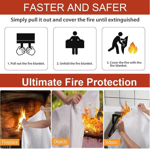 2 Pack Emergency Fire Blanket,Fire Suppression Blanket for Home Kitchen, 40" x 40" Fiberglass Fire Blanket for House Camping Office Warehouse Emergency Survival Safety in Saudi Arabia