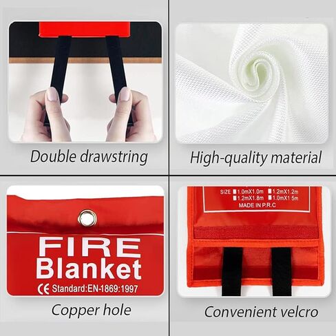 2 Pack Emergency Fire Blanket,Fire Suppression Blanket for Home Kitchen, 40" x 40" Fiberglass Fire Blanket for House Camping Office Warehouse Emergency Survival Safety in Saudi Arabia