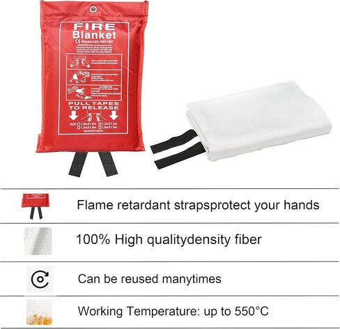 2 Pack Emergency Fire Blanket,Fire Suppression Blanket for Home Kitchen, 40" x 40" Fiberglass Fire Blanket for House Camping Office Warehouse Emergency Survival Safety in Saudi Arabia