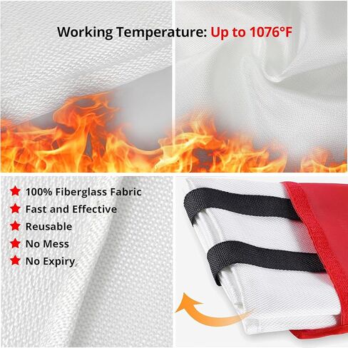 2 Pack Emergency Fire Blanket,Fire Suppression Blanket for Home Kitchen, 40" x 40" Fiberglass Fire Blanket for House Camping Office Warehouse Emergency Survival Safety in Saudi Arabia