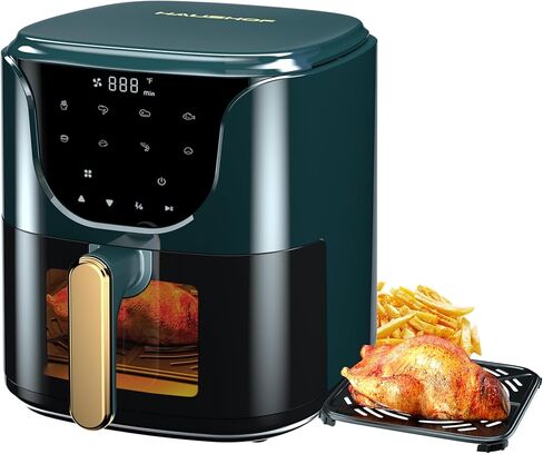 HAUSHOF 5.8 QT Air Fryer Small Oven, Digital Oil-Less Cooker Airfryer, 8 Presets Cooking Functions, Roast, Bake, Reheat, Cook Quikly with Nonstick Tray, Black in Saudi Arabia