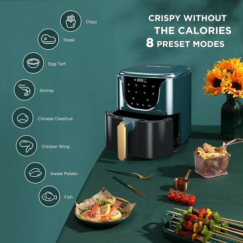 HAUSHOF 5.8 QT Air Fryer Small Oven, Digital Oil-Less Cooker Airfryer, 8 Presets Cooking Functions, Roast, Bake, Reheat, Cook Quikly with Nonstick Tray, Black in Saudi Arabia