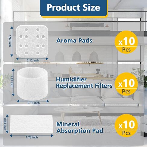 30-Pack Humidifier Replacement Filters/Wicks Compatible with LEVOIT LV600S / Dual 200S / Dual 150 / Classic 300 / Classic 300S / LV450S (Oasis Mist) Model Series Humidifier in Saudi Arabia
