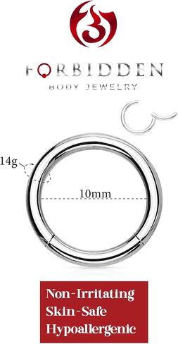 مجوهرات ثقب المحار من Forbidden Body Jewelry، أقراط Daith، حلقة الزنمة، 14 جرام - 16 جرام حلقة ثقب الجسم بدون خياطة من التيتانيوم (تباع بشكل فردي) in Kuwait