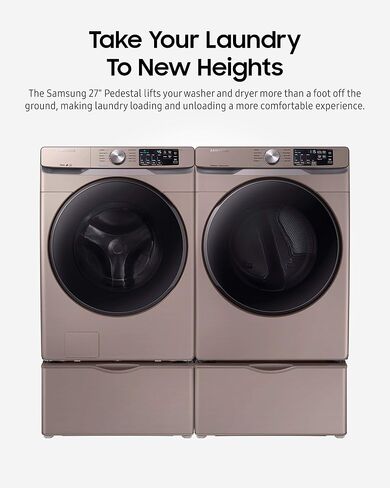 SAMSUNG 27-Inch Washer Dryer Pedestal Stand w/ Pull Out Laundry Storage Drawer, Stainless Steel, WE402NV/A3, Brushed Black in Saudi Arabia