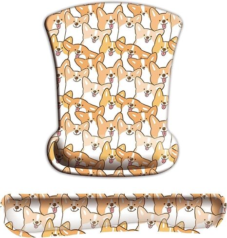 Dog Corgi Rest Mouse Pad Wrist Support with Ergonomic Memory Foam Computer Keyboard Rubber Easy Typing and Pain Relief for Home Office Gaming in Saudi Arabia