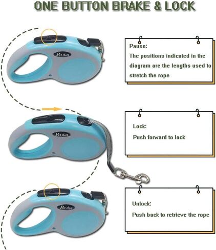 New Retractable Dog Leash (Cord), Ergonomic, Durable and Tangle Free Pet Walking Leash for Dogs Up to 26 lbs, 16 ft(Black) in Kuwait