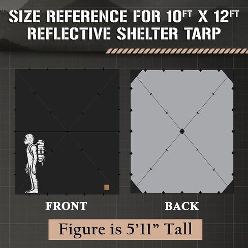 Waterproof Camping Tarp Shelter for Backpacking, Hiking, Hammock, and Bushcraft (Black, 10 FT x 12 FT) in Saudi Arabia