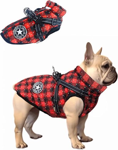 Dog Winter Jackets for Small Dogs, Dog Cold Weather Coat with Built in Harness Hole, Fleece Dog Clothes Reflective & Water Resistant with Zipper on Back Pink M in Saudi Arabia