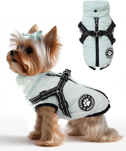 Dog Winter Jackets for Small Dogs, Dog Cold Weather Coat with Built in Harness Hole, Fleece Dog Clothes Reflective & Water Resistant with Zipper on Back Pink M in Saudi Arabia