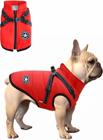 Dog Winter Jackets for Small Dogs, Dog Cold Weather Coat with Built in Harness Hole, Fleece Dog Clothes Reflective & Water Resistant with Zipper on Back Pink M in Saudi Arabia