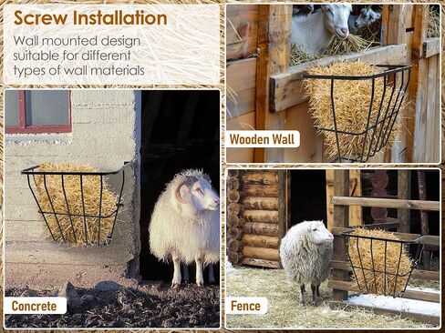 Nisorpa Hay Rack جدار جبل، 27 جالون الثقيلة القش المغذية الماعز الحصان الأغنام القش الرف، رف القش متعدد الجوانب للأغنام والأبقار والأبقار الماشية in Kuwait