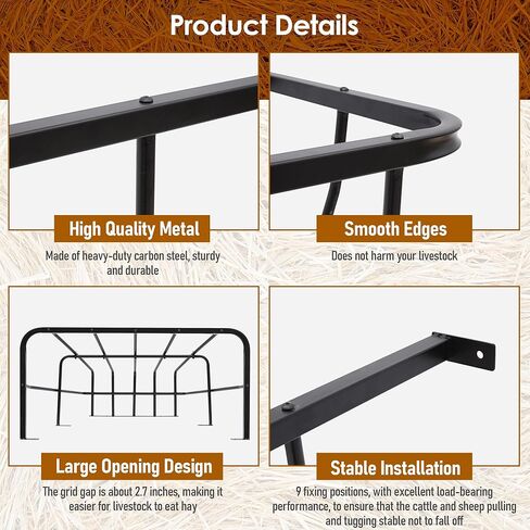 Nisorpa Hay Rack جدار جبل، 27 جالون الثقيلة القش المغذية الماعز الحصان الأغنام القش الرف، رف القش متعدد الجوانب للأغنام والأبقار والأبقار الماشية in Kuwait