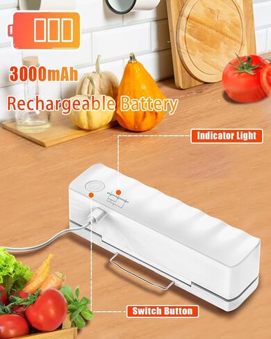 Bag Sealer Mini Rechargeable,3000mAh Heat Sealer Machine with 5 Adjustable Gears Chip Bag Resealer,Plastic Bag Sealer for Food Snack Bags Storage(black) in Saudi Arabia