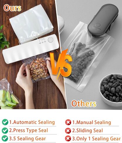 Bag Sealer Mini Rechargeable,3000mAh Heat Sealer Machine with 5 Adjustable Gears Chip Bag Resealer,Plastic Bag Sealer for Food Snack Bags Storage(black) in Saudi Arabia