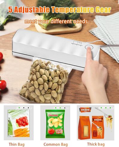 Bag Sealer Mini Rechargeable,3000mAh Heat Sealer Machine with 5 Adjustable Gears Chip Bag Resealer,Plastic Bag Sealer for Food Snack Bags Storage(black) in Saudi Arabia