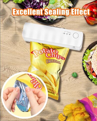 Bag Sealer Mini Rechargeable,3000mAh Heat Sealer Machine with 5 Adjustable Gears Chip Bag Resealer,Plastic Bag Sealer for Food Snack Bags Storage(black) in Saudi Arabia