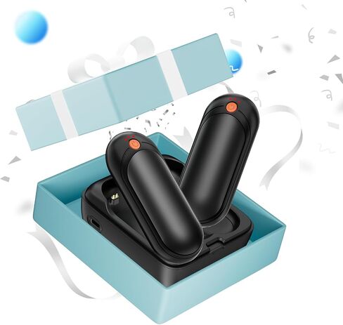 AI Hand Warmers Rechargeable 2 Pack with Charging Case, 14000mAh Electric Hand Warmers, AI Smart Chips Safe Heat, Gifts for Christmas, Outdoor, Golf, Hunting, Camping Accessories - Black in Saudi Arabia