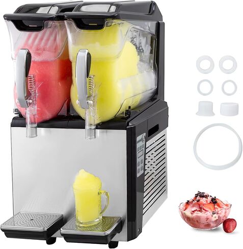 VBENLEM 110V Slushy Machine 20L وعاء مزدوج مارجريتا صانع المشروبات المجمدة 900W أوضاع التنظيف التلقائي ليلا ونهارا لمحلات السوبر ماركت والمقاهي والمطاعم وحانات الوجبات الخفيفة للاستخدام التجاري in Saudi Arabia