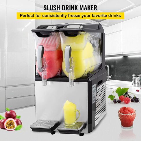 VBENLEM 110V Slushy Machine 20L وعاء مزدوج مارجريتا صانع المشروبات المجمدة 900W أوضاع التنظيف التلقائي ليلا ونهارا لمحلات السوبر ماركت والمقاهي والمطاعم وحانات الوجبات الخفيفة للاستخدام التجاري in Saudi Arabia