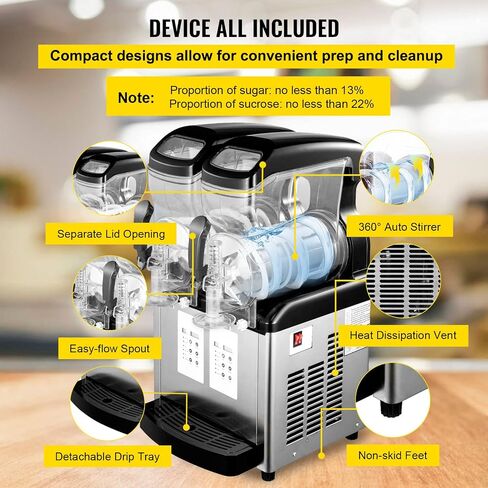 VBENLEM 110V Slushy Machine 20L وعاء مزدوج مارجريتا صانع المشروبات المجمدة 900W أوضاع التنظيف التلقائي ليلا ونهارا لمحلات السوبر ماركت والمقاهي والمطاعم وحانات الوجبات الخفيفة للاستخدام التجاري in Saudi Arabia
